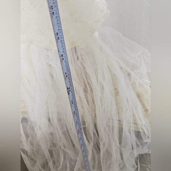Vtg Ivory Bridal Wedding Hat Tier Tulle Veil Pearl Beaded Headdress *Minor Aging